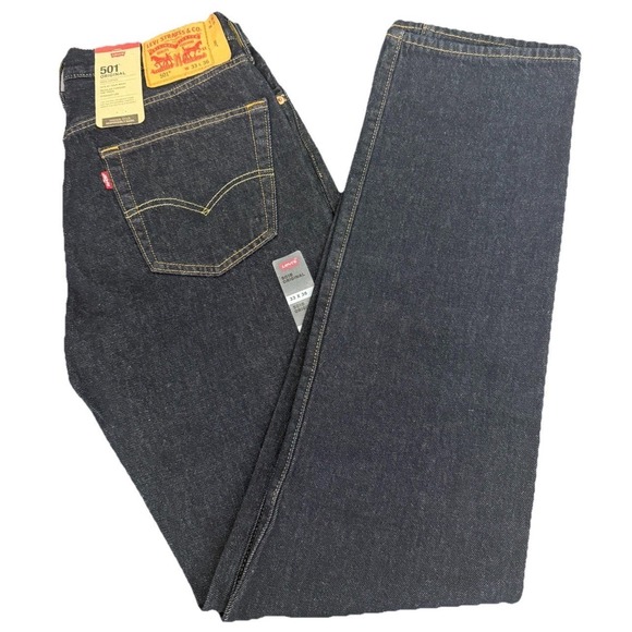 Levi's Other - Levis 501 Jeans Original Straight Leg Button Fly 100% Cotton Dark Wash W33X36L